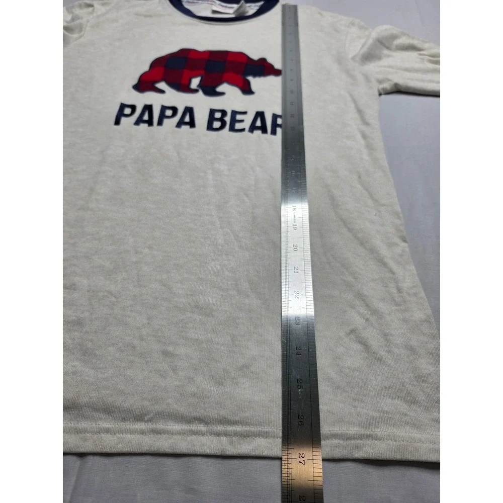 Dearfoams Sleep Shirt Men's Medium Beige Papa Bear Graphic Long Sleeve Pullover